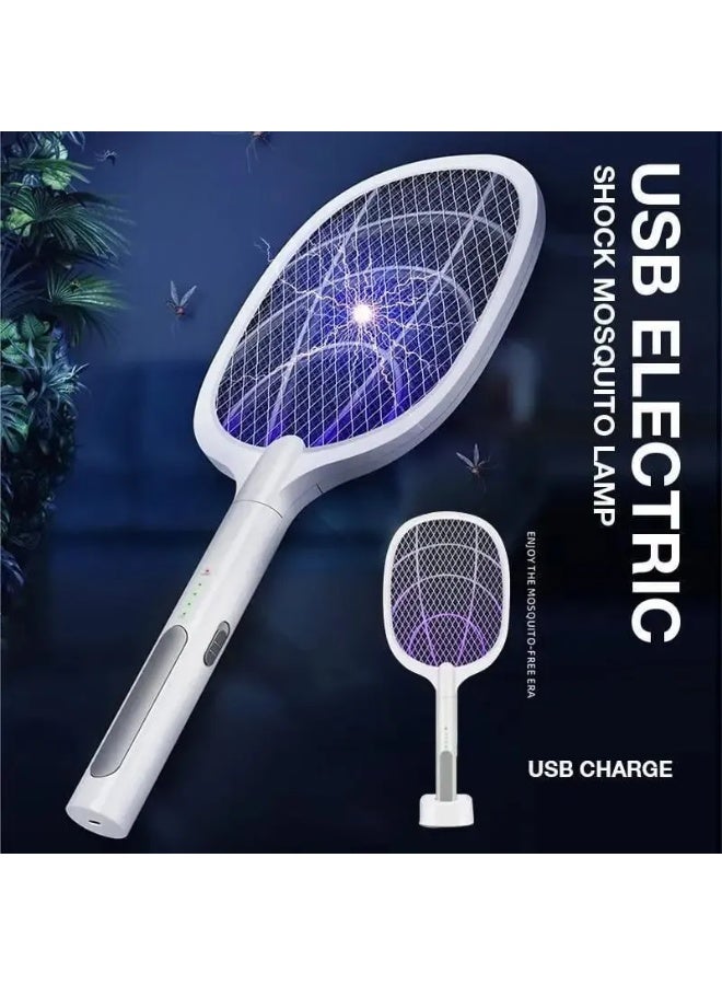 جيكو مضرب كهربائي قابل لإعادة الشحن للبعوض والذباب مع ضوء LED - منفذ USB من النوع C - Image 1